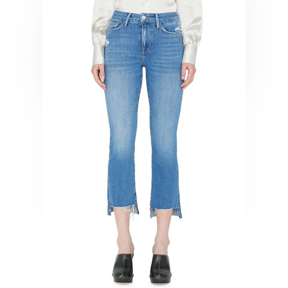 NWT Frame Denim Le Crop Mini Boot Raw Stagger Chew‎ Jeans Sz 25 - Picture 2 of 9